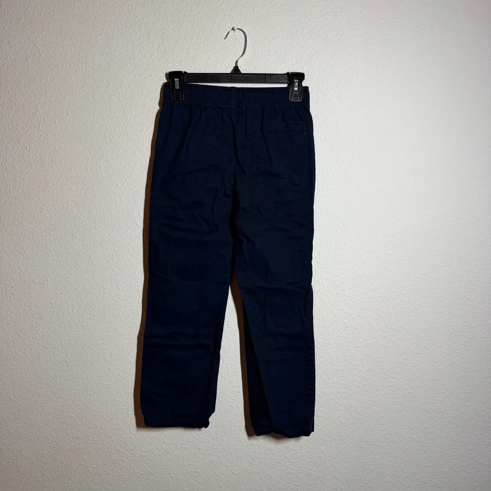 Old Navy Pull On Pants Boys L 10-12 Navy Blue Drawstring Waist Straight Fit‎